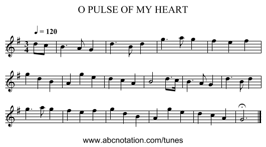 O PULSE OF MY HEART - staff notation