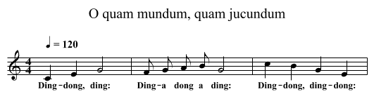 O quam mundum, quam jucundum - staff notation