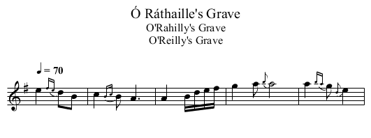 &Oacute; R&aacute;thaille's Grave - staff notation