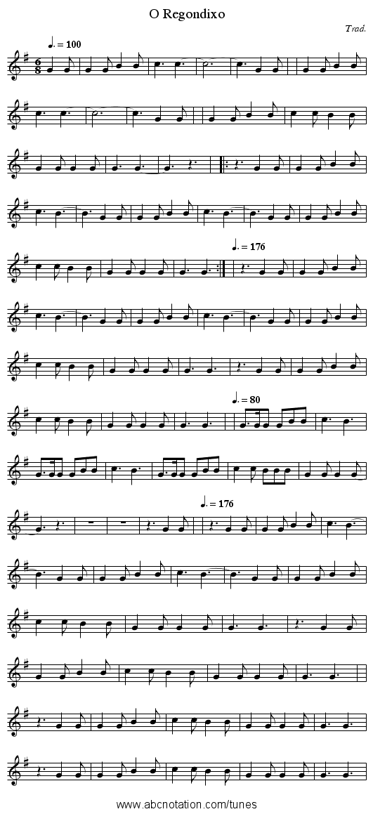 O Regondixo - staff notation