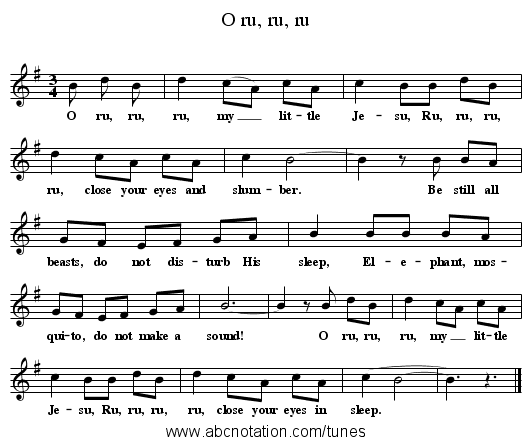 O ru, ru, ru - staff notation