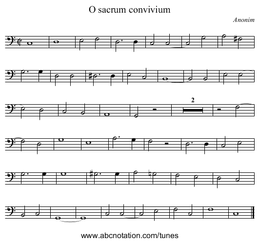 O sacrum convivium - staff notation