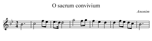 O sacrum convivium - staff notation