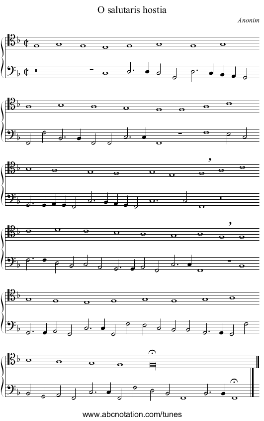O salutaris hostia - staff notation