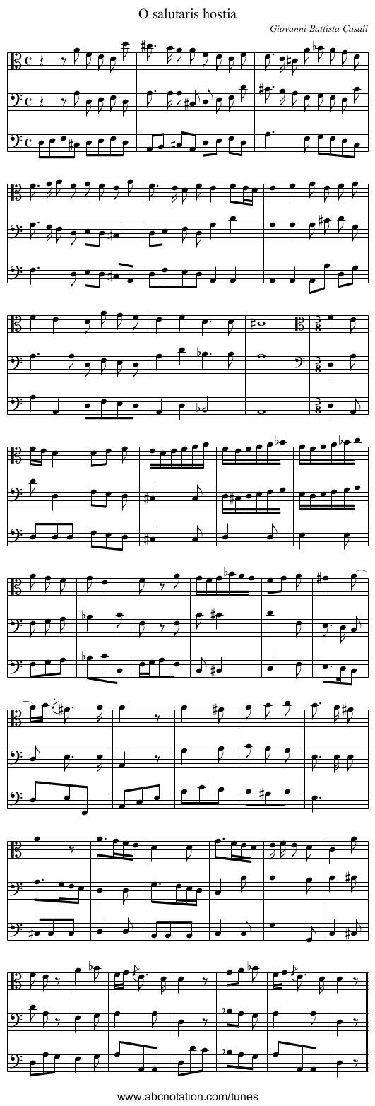 O salutaris hostia - staff notation