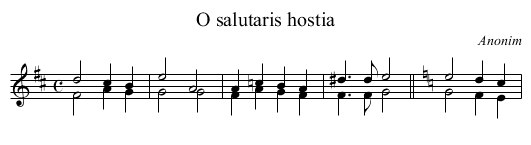 O salutaris hostia - staff notation