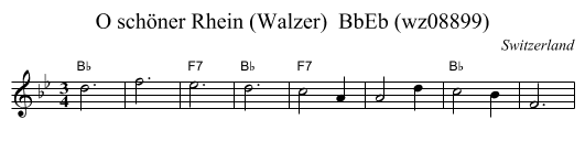 O sch&ouml;ner Rhein (Walzer)  BbEb (wz08899) - staff notation