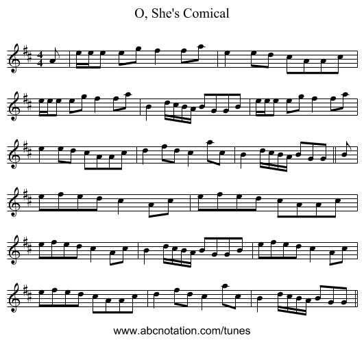 O, She's Comical - staff notation