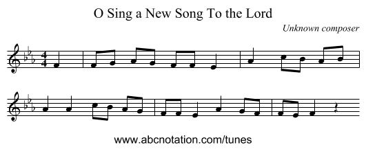 O Sing a New Song To the Lord - staff notation