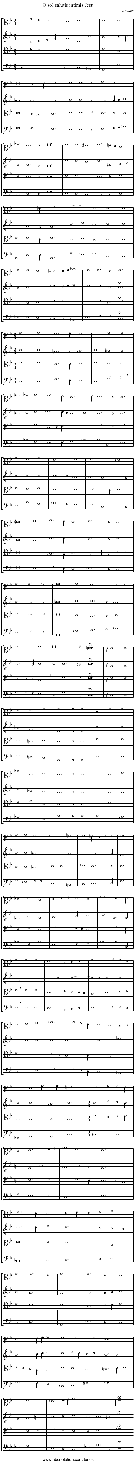 O sol salutis intimis Jesu - staff notation