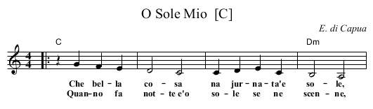 O Sole Mio  [C] - staff notation