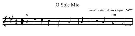 O Sole Mio - staff notation