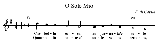 O Sole Mio - staff notation