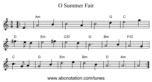 O Summer Fair - staff notation