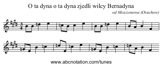 O ta dyna o ta dyna zjedli wilcy Bernadyna - staff notation