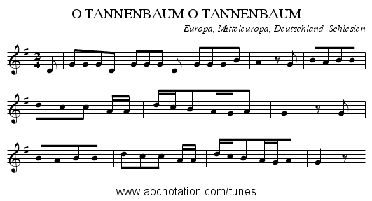 O TANNENBAUM O TANNENBAUM - staff notation