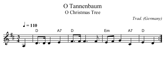 O Tannenbaum - staff notation