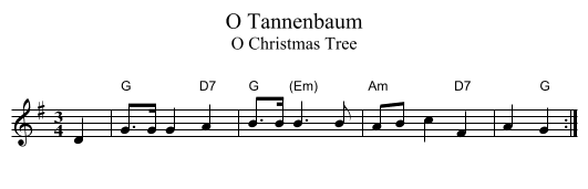 O Tannenbaum - staff notation