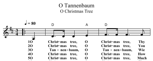 O Tannenbaum - staff notation