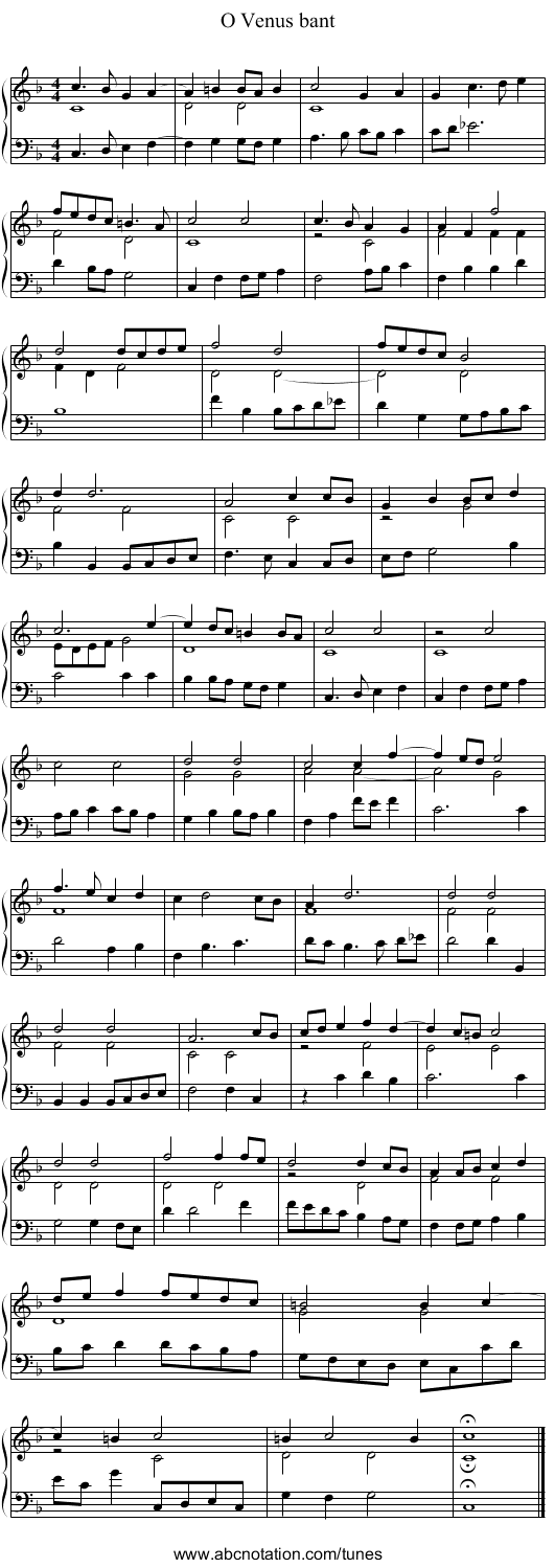 O Venus bant - staff notation