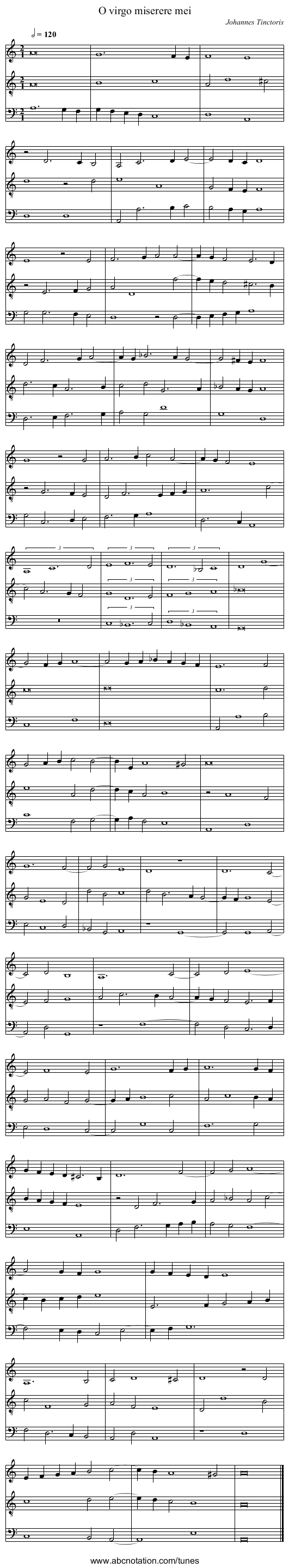 O virgo miserere mei - staff notation