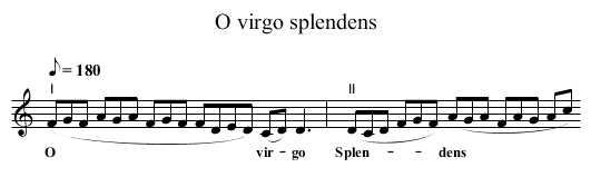 O virgo splendens - staff notation