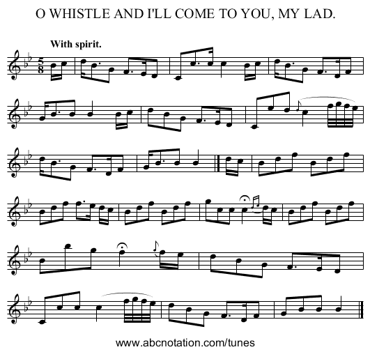 O WHISTLE AND I'LL COME TO YOU, MY LAD. - staff notation