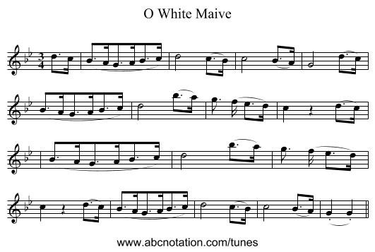 O White Maive - staff notation
