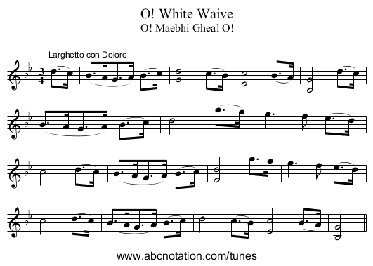 O! White Waive - staff notation
