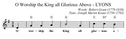 O Worship the King all Glorious Above - LYONS - staff notation
