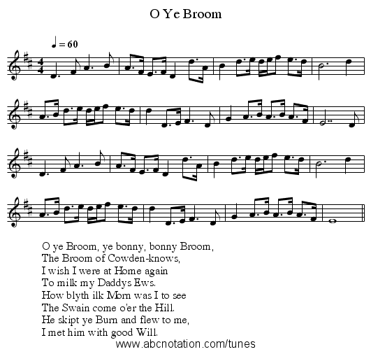 O Ye Broom - staff notation