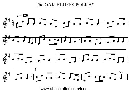 OAK BLUFFS POLKA*, The - staff notation