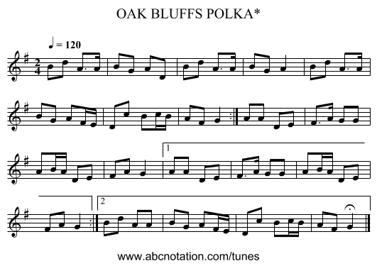 OAK BLUFFS POLKA* - staff notation