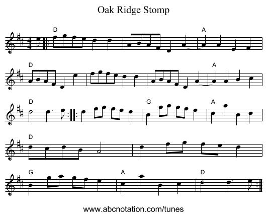 Oak Ridge Stomp - staff notation