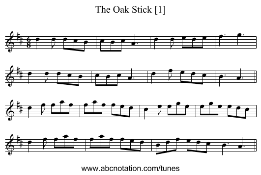 Oak Stick [1], The - staff notation