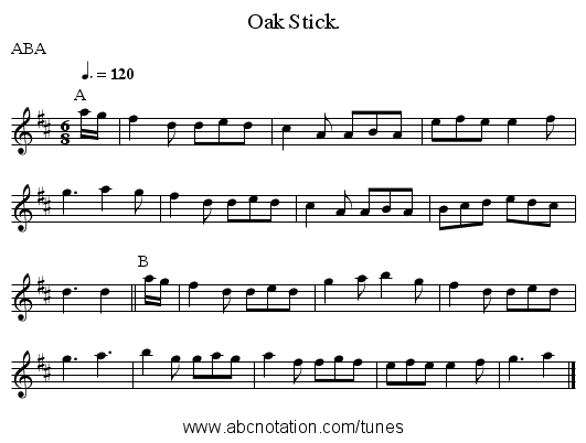 Oak Stick. - staff notation