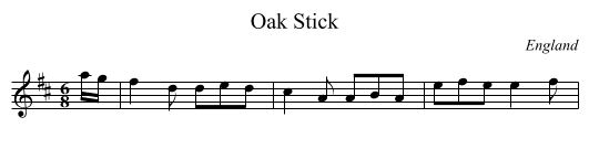 Oak Stick - staff notation