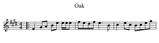 Oak - staff notation