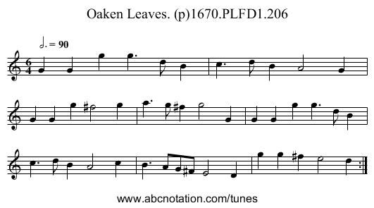 Oaken Leaves. (p)1670.PLFD1.206 - staff notation