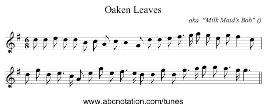 Oaken Leaves - staff notation