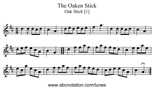 Oaken Stick, The - staff notation