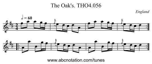 Oak's. THO4.056, The - staff notation