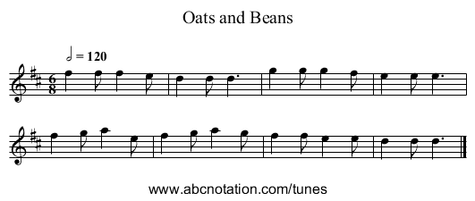 Oats and Beans - staff notation