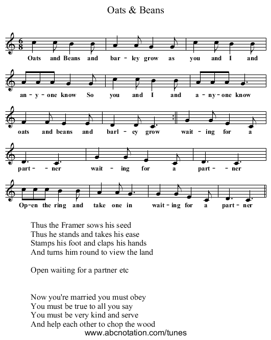 Oats & Beans - staff notation