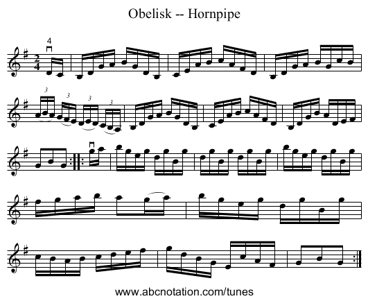 Obelisk -- Hornpipe - staff notation