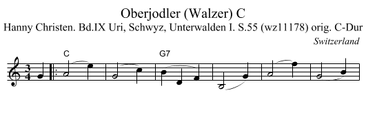 Oberjodler (Walzer) C - staff notation