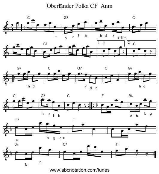 Oberl&auml;nder Polka CF  Anm - staff notation