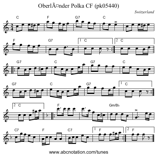 OberlÃ¤nder Polka CF (pk05440) - staff notation