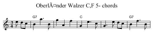 OberlÃ¤nder Walzer C,F 5- chords - staff notation