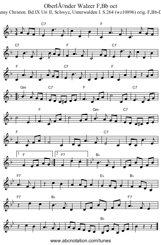 OberlÃ¤nder Walzer F,Bb oct - staff notation